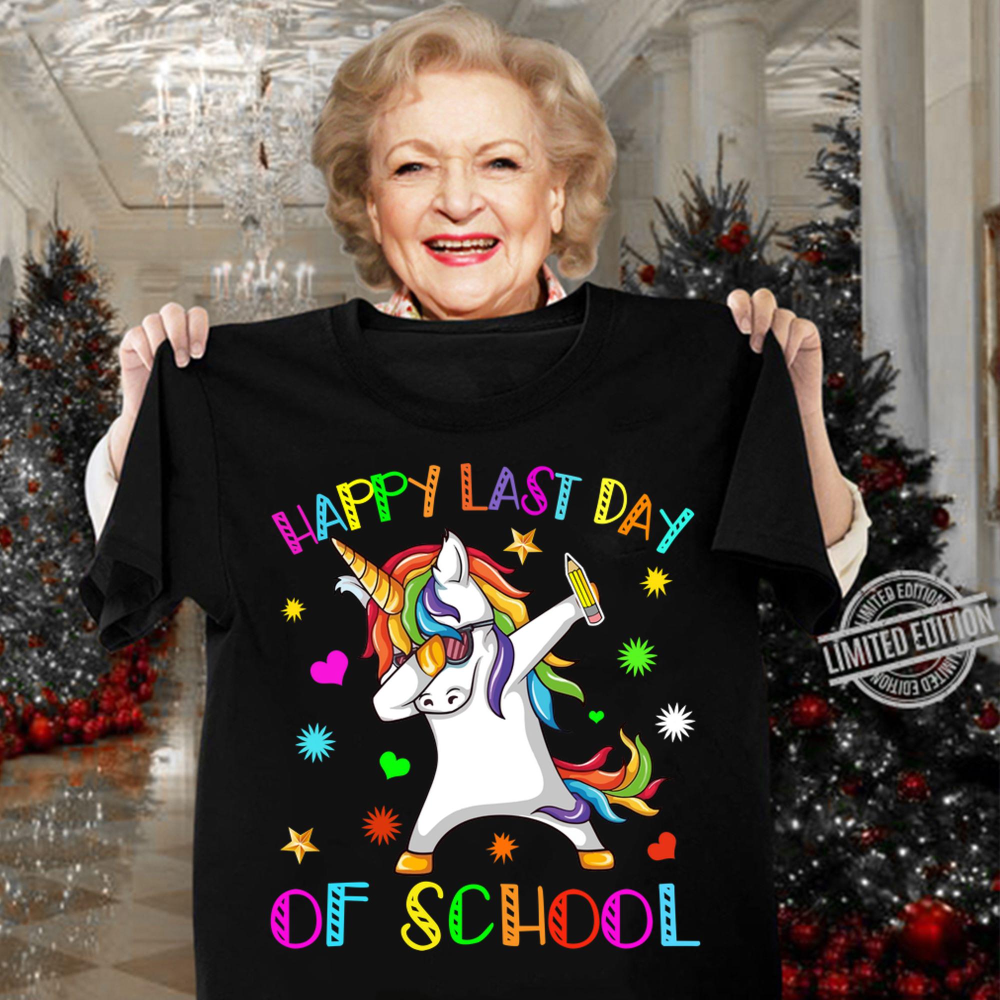 Happy Last Day of School Unicorn Dabbing t-shirt woman shirt