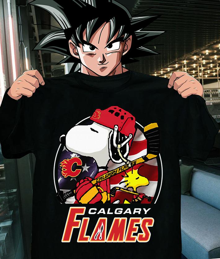 Calgary Flames Ice Hockey Snoopy and Woodstoc t-shirt shirt