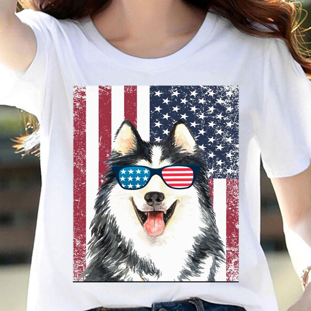 Premium Patriotic Siberian Husky Dog 4th Of July Usa American Flag t-shirt woman shirt