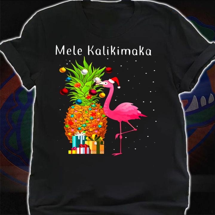 Mele Kalikimaka flamingo t-shirt shirt