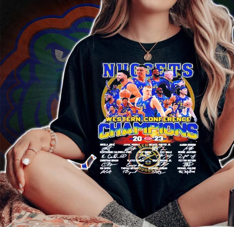 Denver Nuggets NBA Western Conference Champions Signatures 2023 t-shirt woman shirt