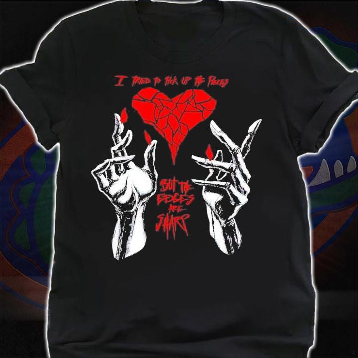 I tried to pick up the pieces but the edges are sharp shirt t-shirt shirt