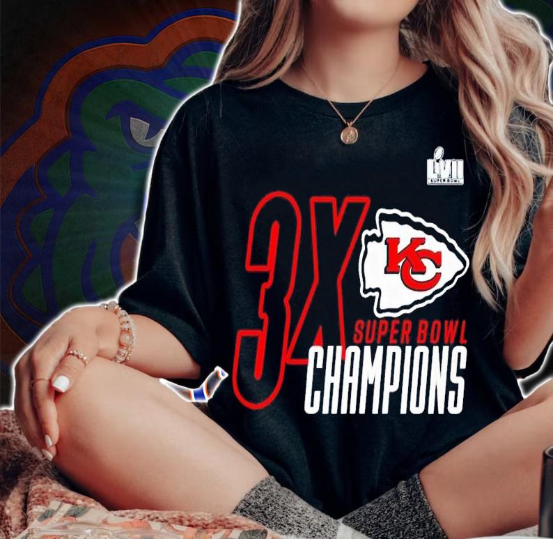 LVII 3X Kansas City Chiefs Super Bowl Champions shirt t-shirt woman shirt