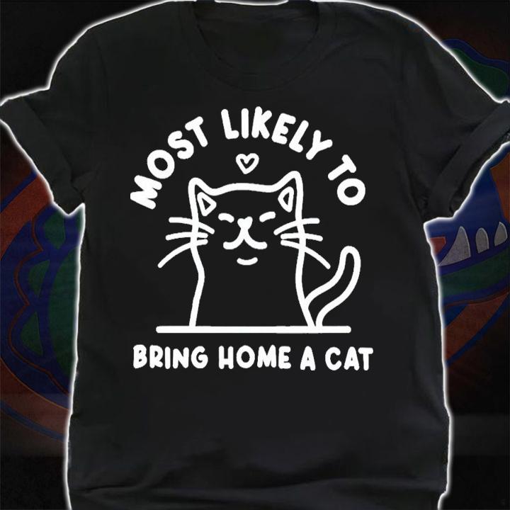 Most Likely To Bring Home A Cat Cute Christmas T-Shirt t-shirt