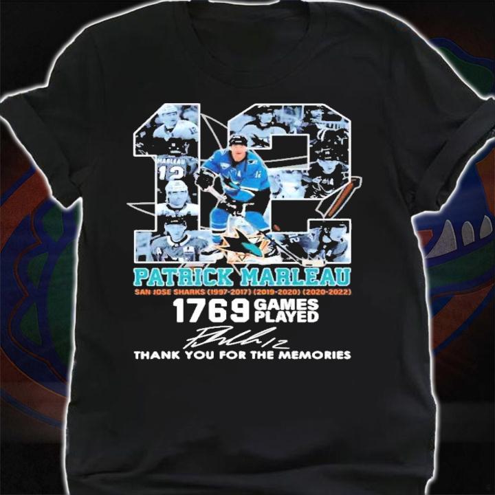 Patrick Marleau 12 San Jose Sharks 1769 Games Played Signature Thank You T-Shirt t-shirt