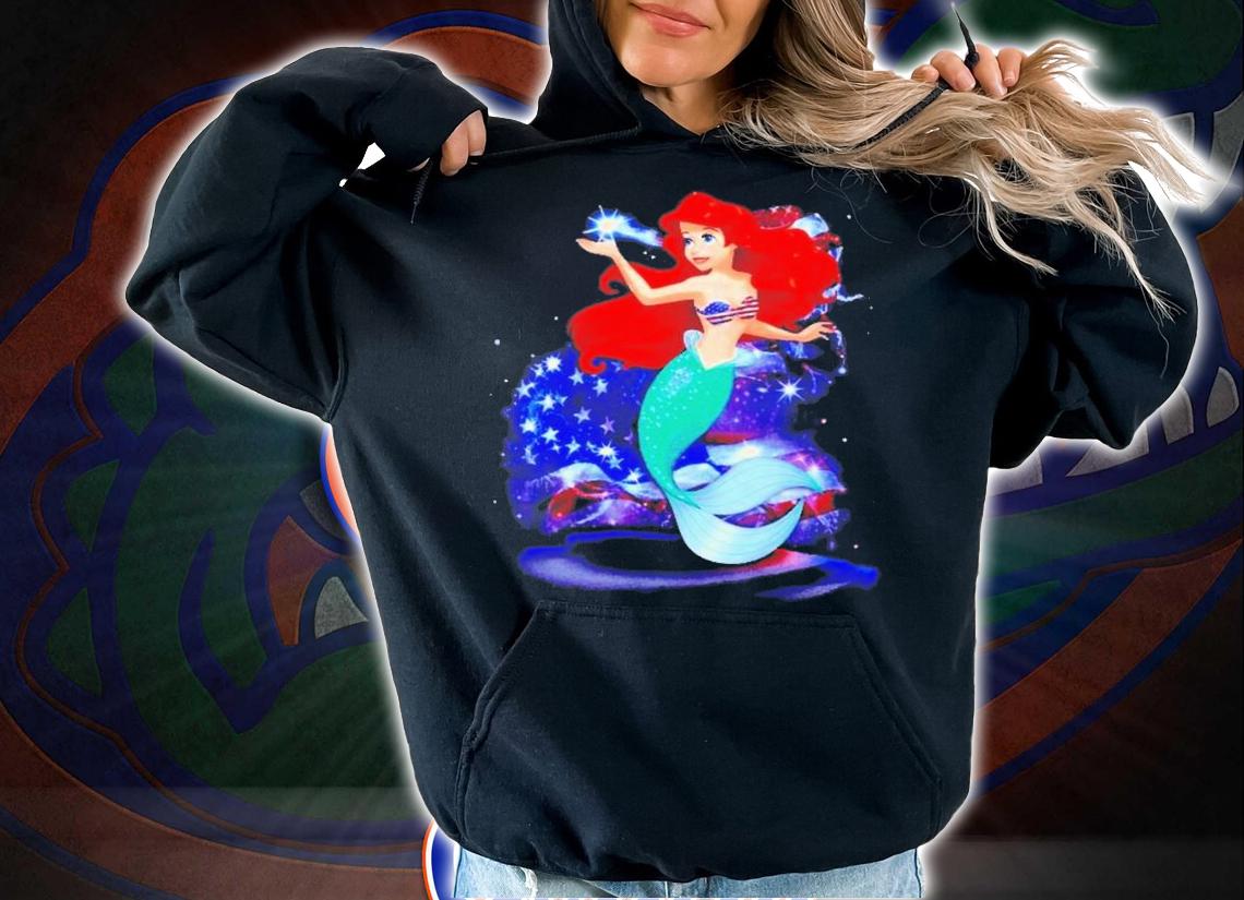 Ariel Disney Princess Cat 4th Of July Colorful Disney Graphic Cartoon T-Shirt t-shirt