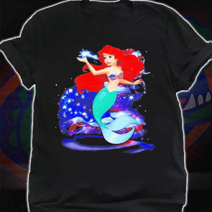 Ariel Disney Princess Cat 4th Of July Colorful Disney Graphic Cartoon T-Shirt t-shirt