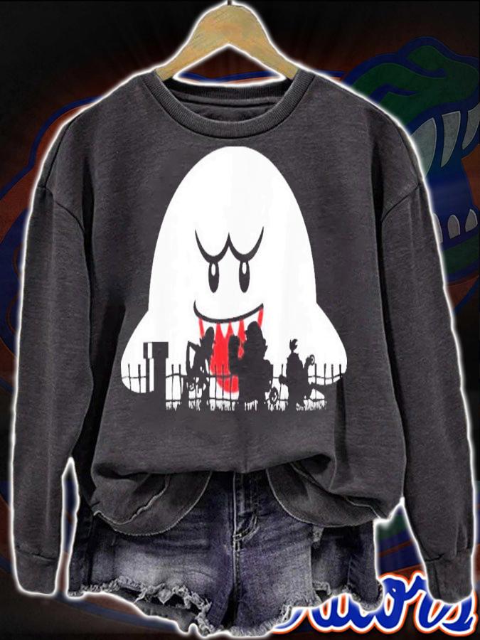 Super Mario Boo Trick Or Treat Halloween Silhouette T-Shirt t-shirt sweatshirt