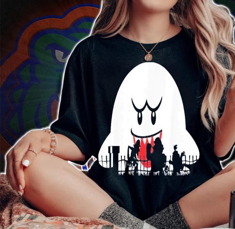 Super Mario Boo Trick Or Treat Halloween Silhouette T-Shirt t-shirt woman shirt