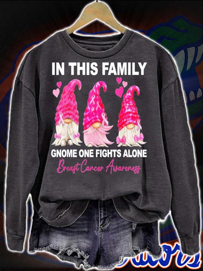 In This Family Gnome One Fights Alone Breast Cancer T-Shirt t-shirt sweatshirt
