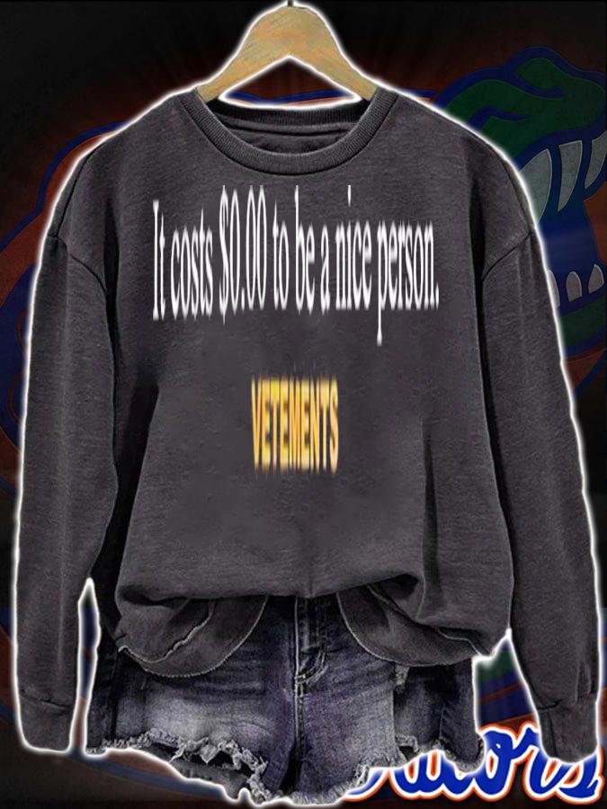 Kyrie Irving It Costs $0.00 To Be A Nice Person Vetements T-Shirt t-shirt
