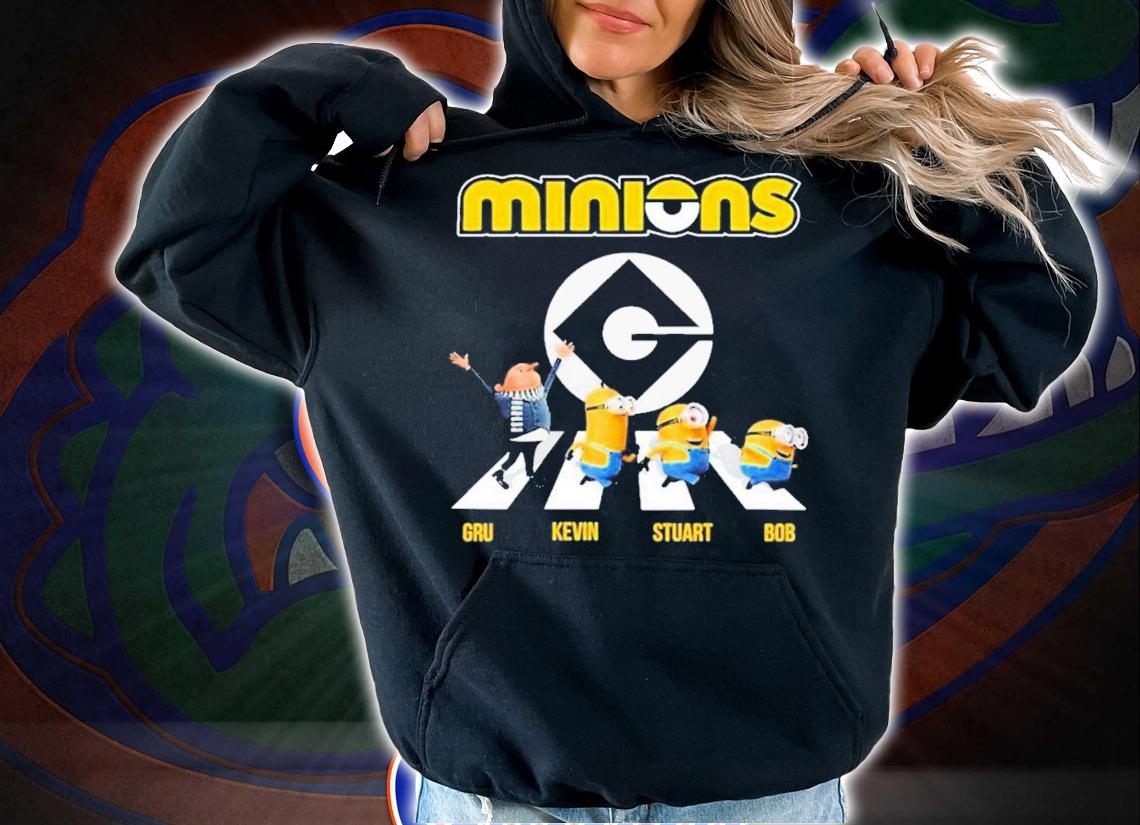 Minions Gru Kevin Stuart And Bob Abbey Road Signatures T-Shirt t-shirt hoodie