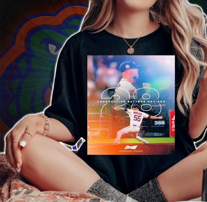 Ryan Pressly 28 Houston Astros Consecutive Batters Retired Signature T-Shirt t-shirt