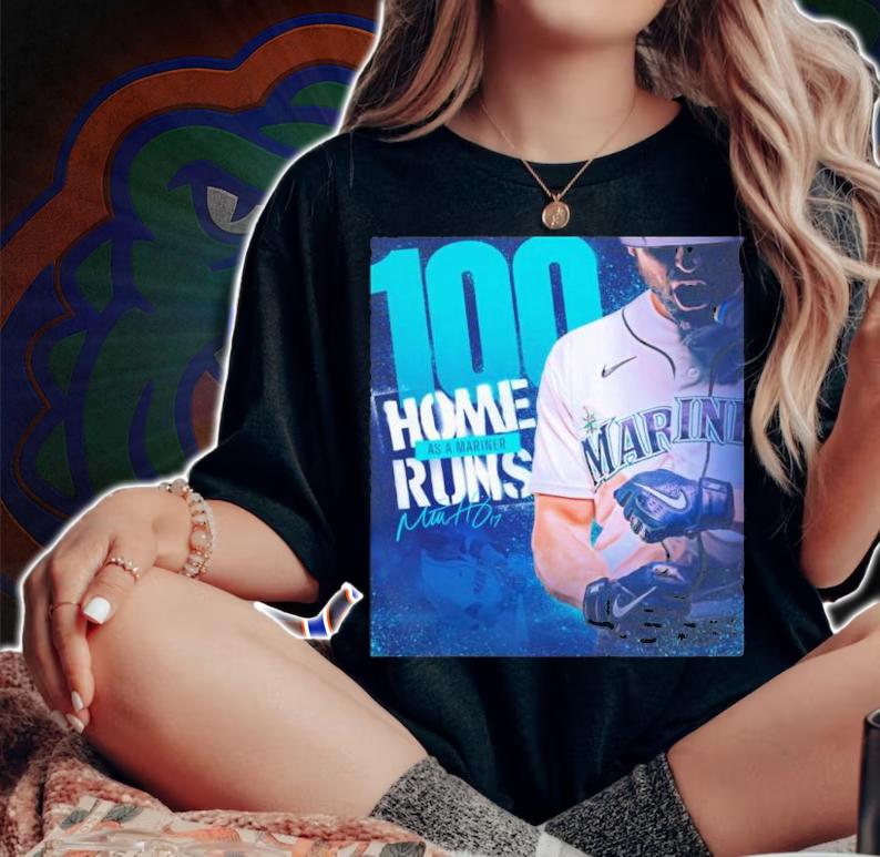 Seattle Mariners Mitch Haniger 100 Home Runs As A Mariner Signatures Shirt t-shirt woman shirt