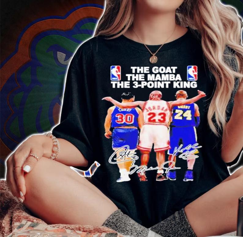 Stephen Curry 4x NBA Champion 2x NBA The Goat The Mamba The 3-point King Cury Jordan And Bryant Signature Shirt t-shirt