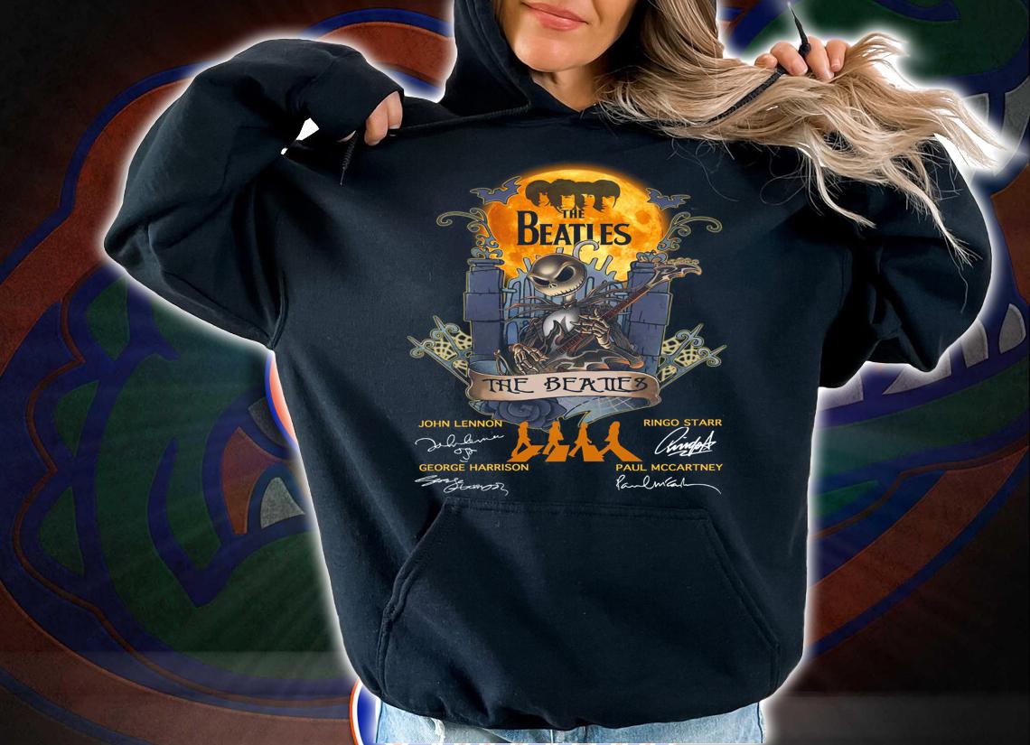 Halloween The Beatles Jack Skellington Abbey Road Signatures t-shirt hoodie