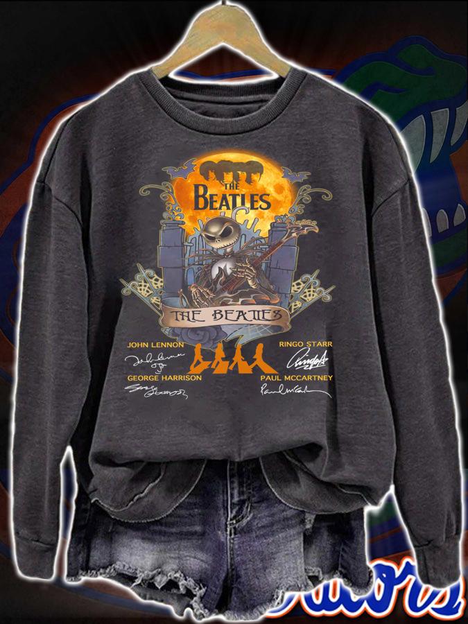 Halloween The Beatles Jack Skellington Abbey Road Signatures t-shirt sweatshirt