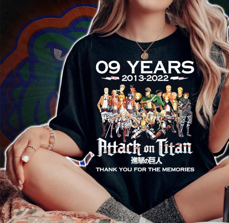 09 Years 2013-2022 Attack On Titan Thank You For The Memories Shirt t-shirt
