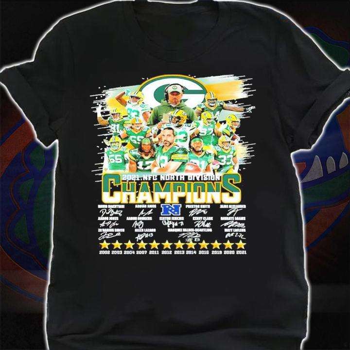 2021 NFC North Division Champions Green Bay Packers signatures shirt t-shirt shirt