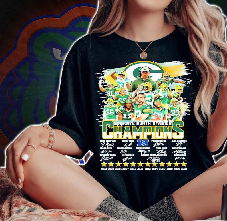 2021 NFC North Division Champions Green Bay Packers signatures shirt t-shirt woman shirt