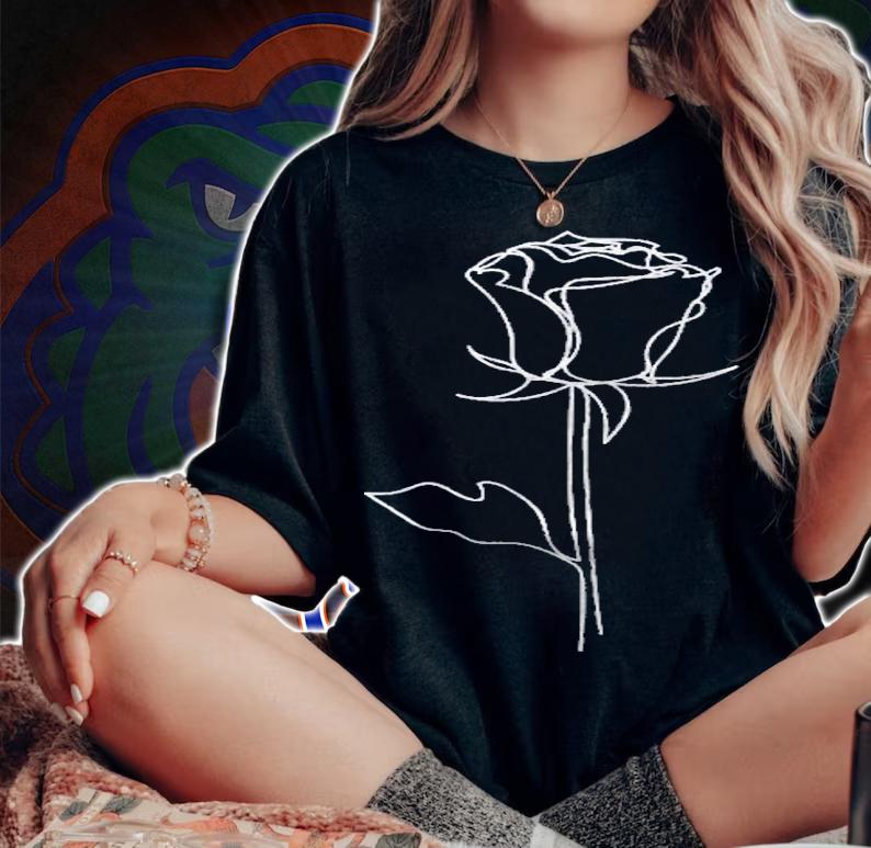 Aesthetic Rose Floral Minimalist  Minimalistic Rose Art shirt t-shirt woman shirt