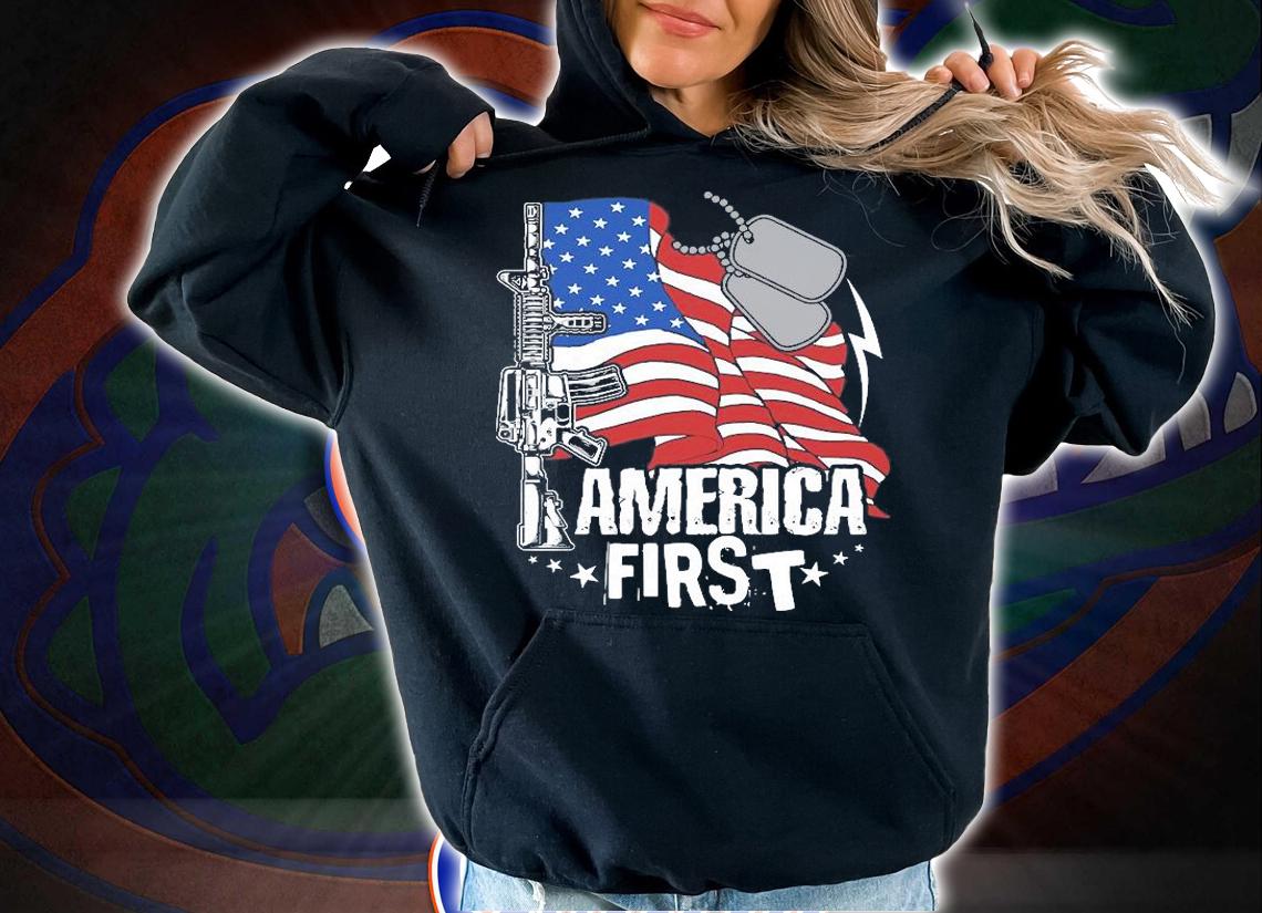 America First Patriotic Conservative American Flag T-Shirt t-shirt