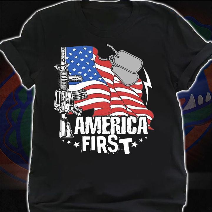 America First Patriotic Conservative American Flag T-Shirt t-shirt