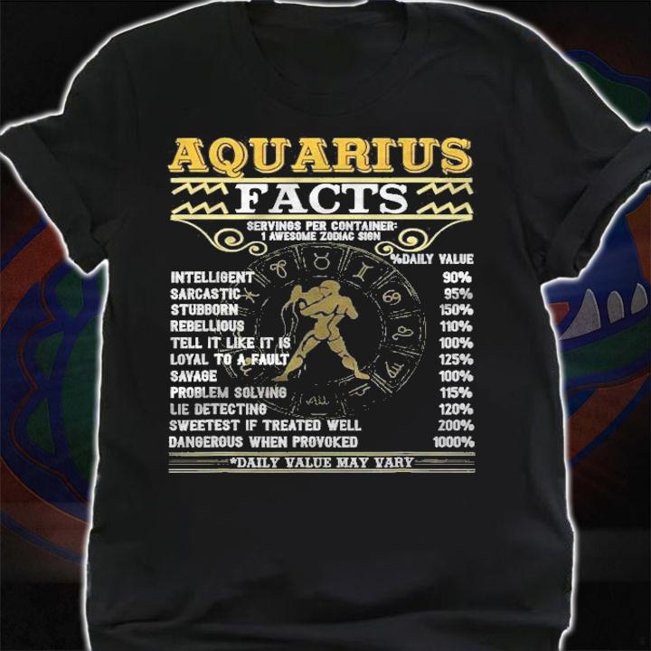 Aquarius Facts Zodiac Signs Funny Gifts Men Women T-shirt t-shirt