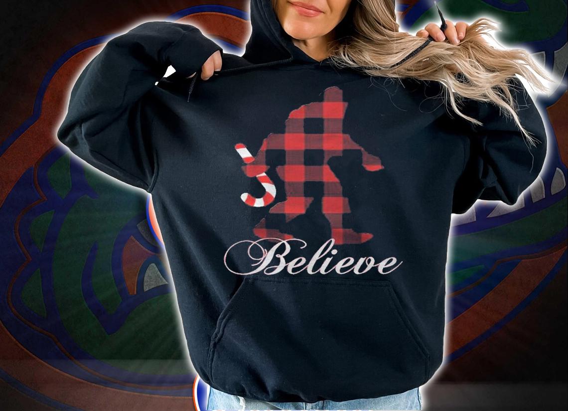 Bigfoot Believe Plaid Matching Family Christmas Pajamas Shirt t-shirt