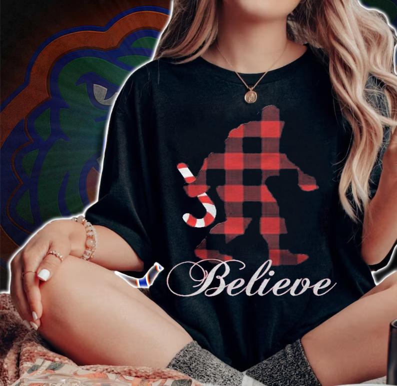 Bigfoot Believe Plaid Matching Family Christmas Pajamas Shirt t-shirt