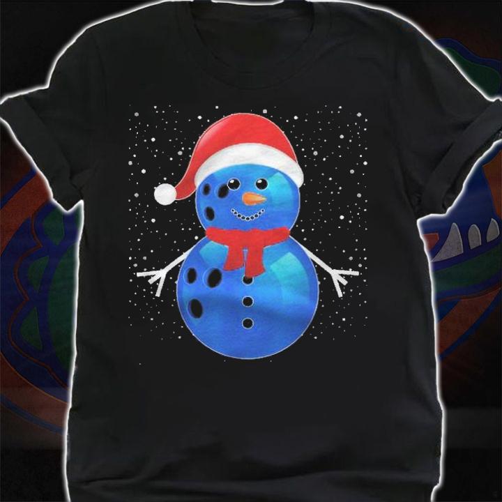 Bowling Ball Snowman Santa Merry Christmas Shirt t-shirt
