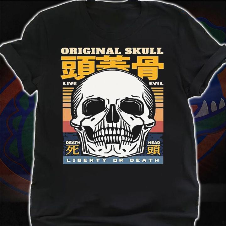 Original Skull live evil death head liberty or death T-shirt t-shirt shirt