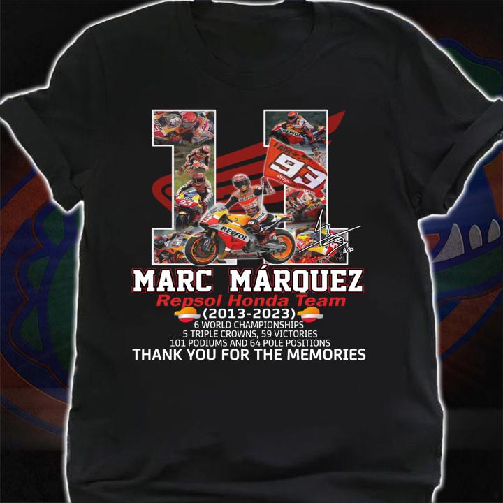 Marc Marquez Repsol Honda Team 2013 2023 Signature Thank You For The Memories t-shirt shirt