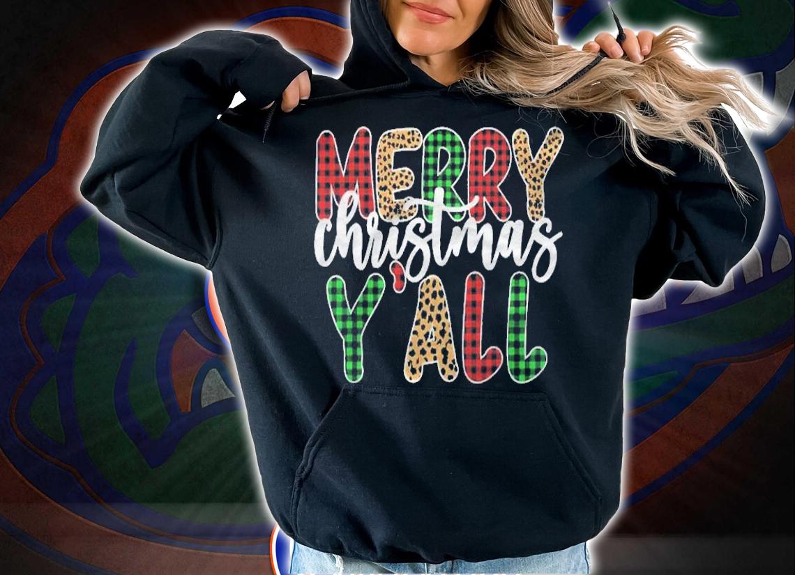 Merry Christmas Yall Leopard Plaid Kids Boy Women Shirt t-shirt hoodie