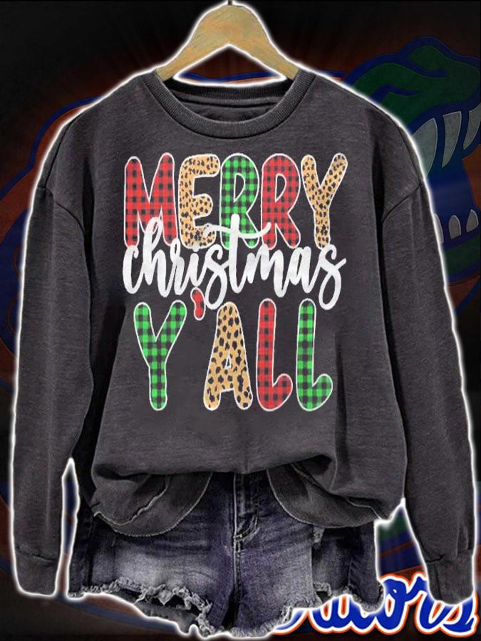 Merry Christmas Yall Leopard Plaid Kids Boy Women Shirt t-shirt sweatshirt