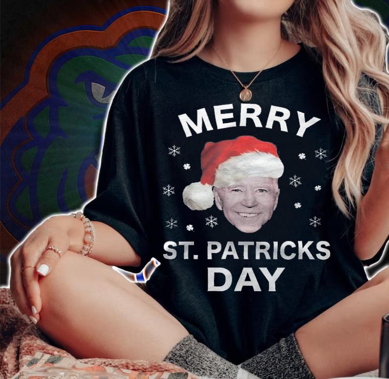 Merry St. Patricks Day Christmas Joe Biden T-Shirt t-shirt
