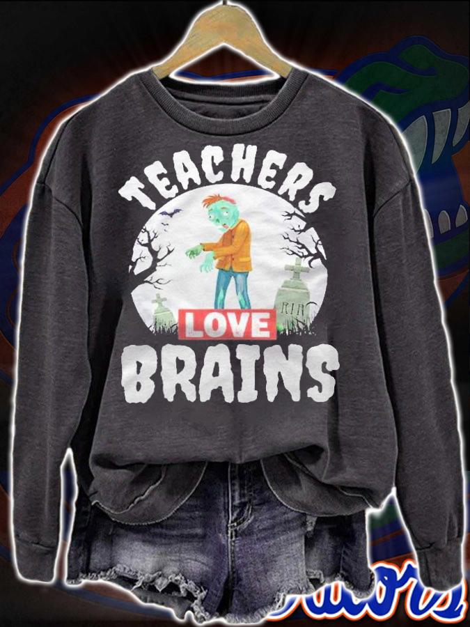 Teacher Halloween Zombie Teachers Love Brains Shirt t-shirt