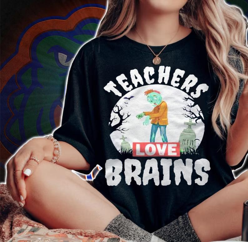 Teacher Halloween Zombie Teachers Love Brains Shirt t-shirt
