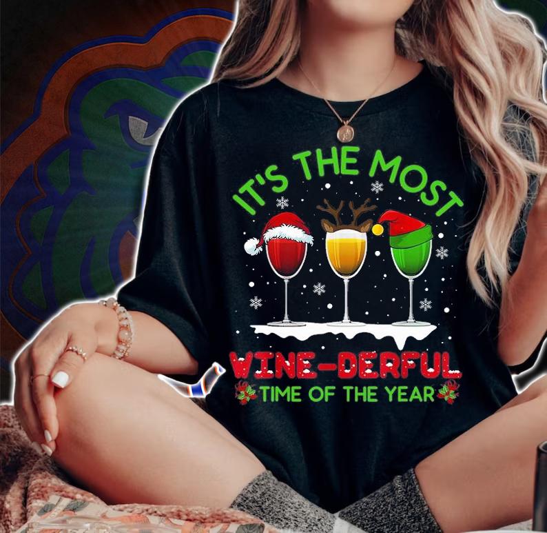 Christmas Wine Xmas Alcohol Pajama Tops For Women T-Shirt t-shirt woman shirt