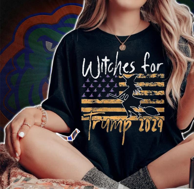 Trump 2024 Witches For Trump 2024 USA Flag T-Shirt t-shirt woman shirt