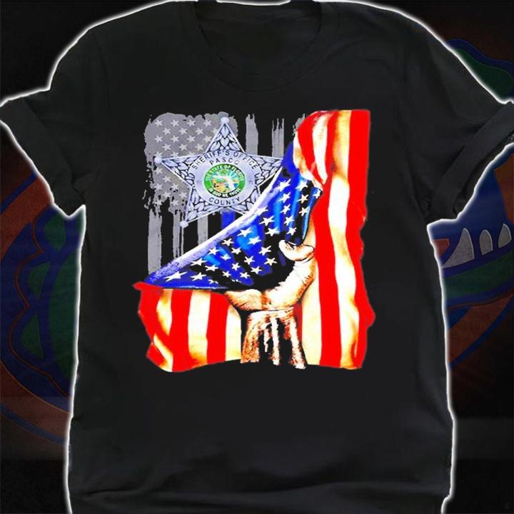Pasco County Sheriff Badge With American Flag T-Shirt t-shirt