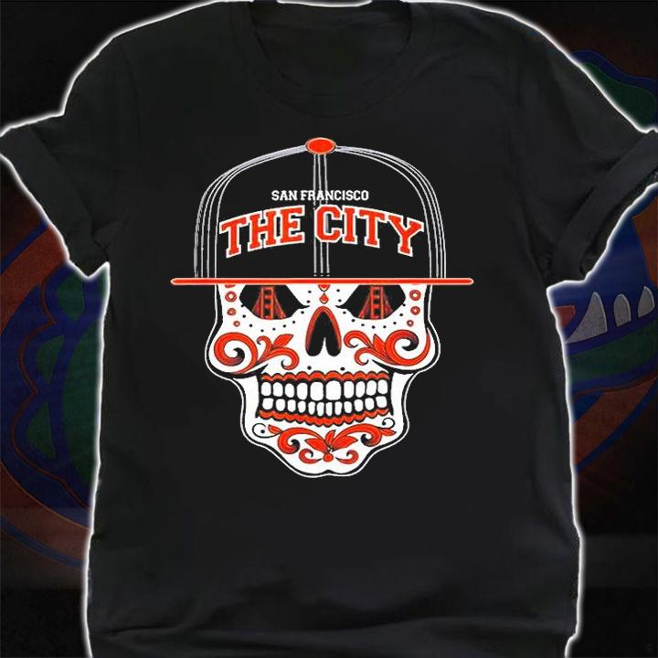 San Francisco The City Sugar Skull Bay Bridge Golden Gate T-Shirt t-shirt