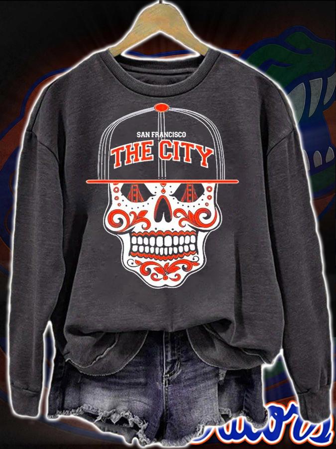 San Francisco The City Sugar Skull Bay Bridge Golden Gate T-Shirt t-shirt