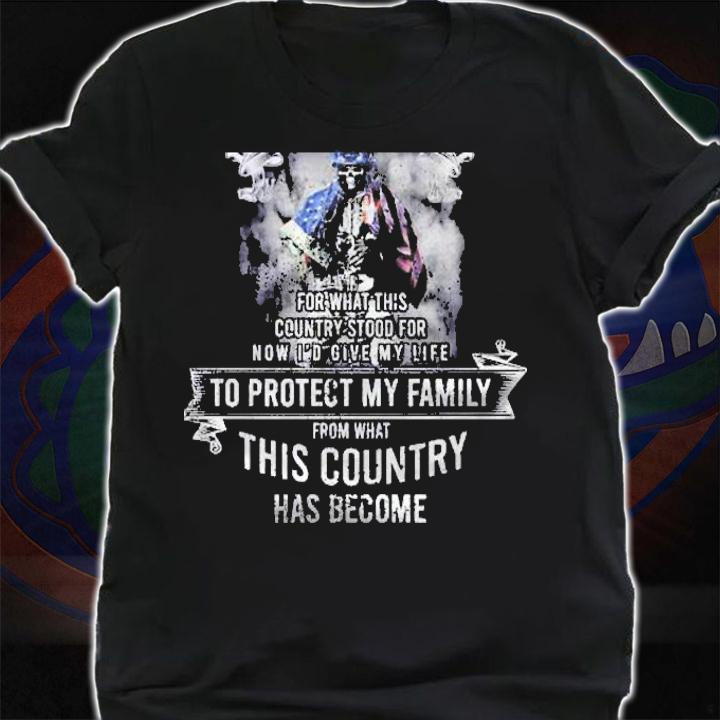 I Was Once Willing To Give My Life For What This Country Stood Skeleton With American Flag Veteran Shirt t-shirt
