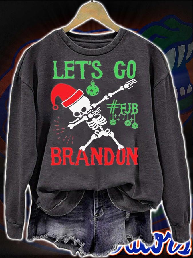 Let's Go Brandon Let's Go Brandon Skeleton With Dabbing #FJB Christmas T-Shirt t-shirt sweatshirt