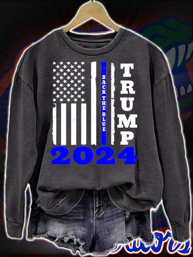 Trump 2024 Back The Blue American Flag 4th Of July T-Shirt t-shirt sweatshirt