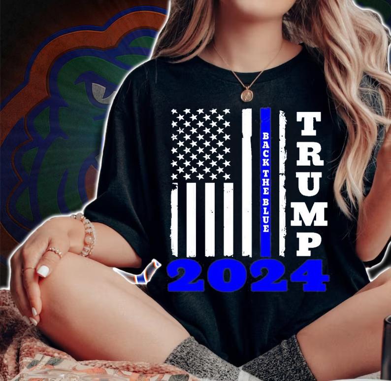 Trump 2024 Back The Blue American Flag 4th Of July T-Shirt t-shirt woman shirt