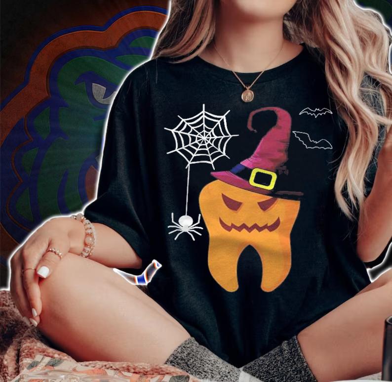 Halloween Dental Assistant Dentist Witch Spooky Thooth Gift T-shirt t-shirt woman shirt