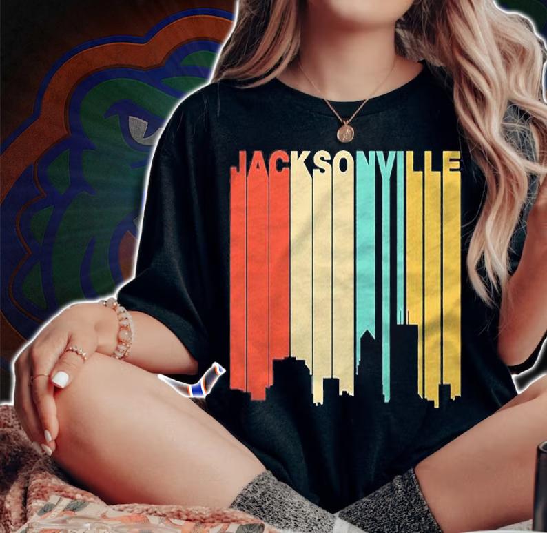 Retro 1970S Style Jacksonville Florida Skyline Shirt t-shirt woman shirt