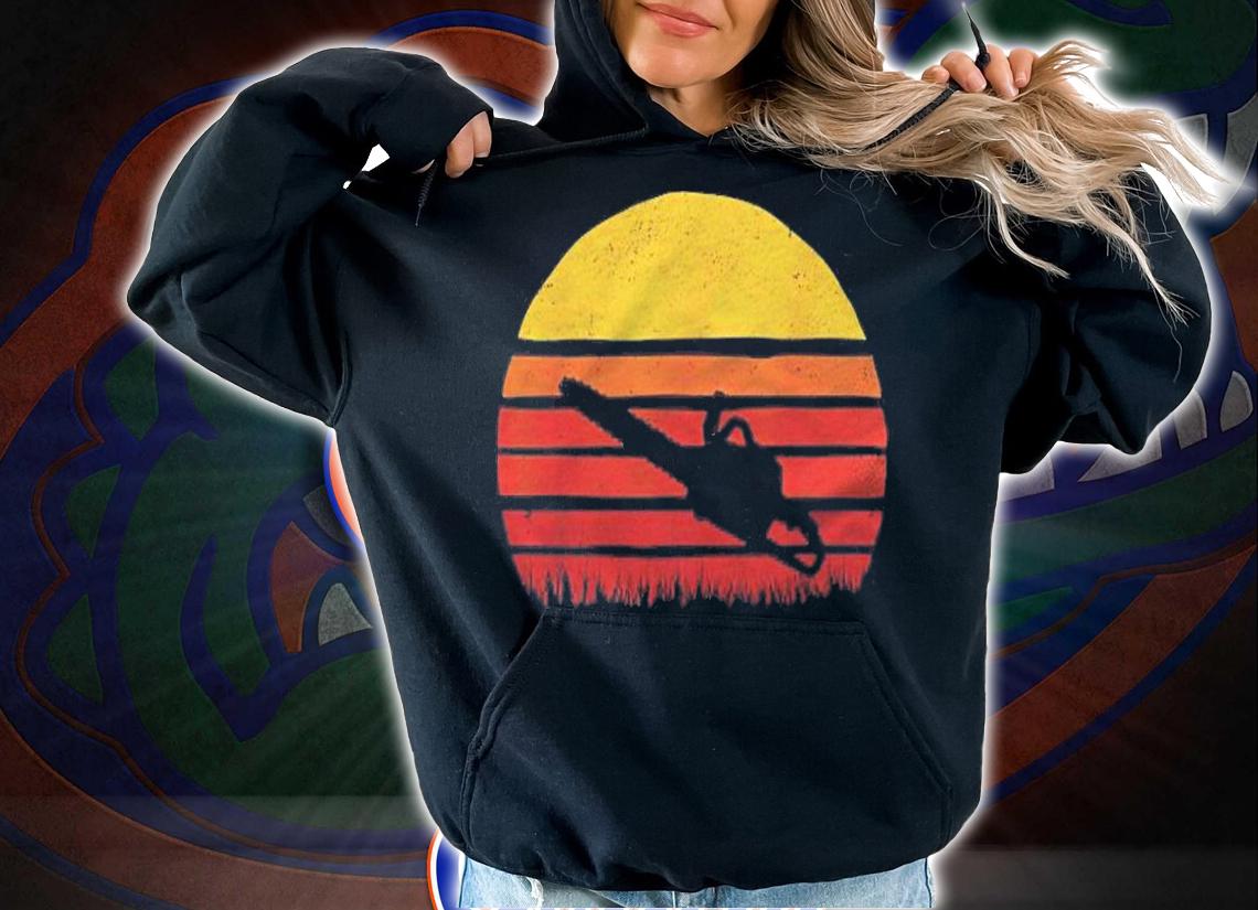 Chainsaw Lumberjack Retro Sunset Silhouette T-shirt hoodie